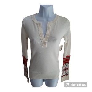 Women's, FREE PEOPLE,  Mikah Layering Cuff Sleeve Top in Cream Combo